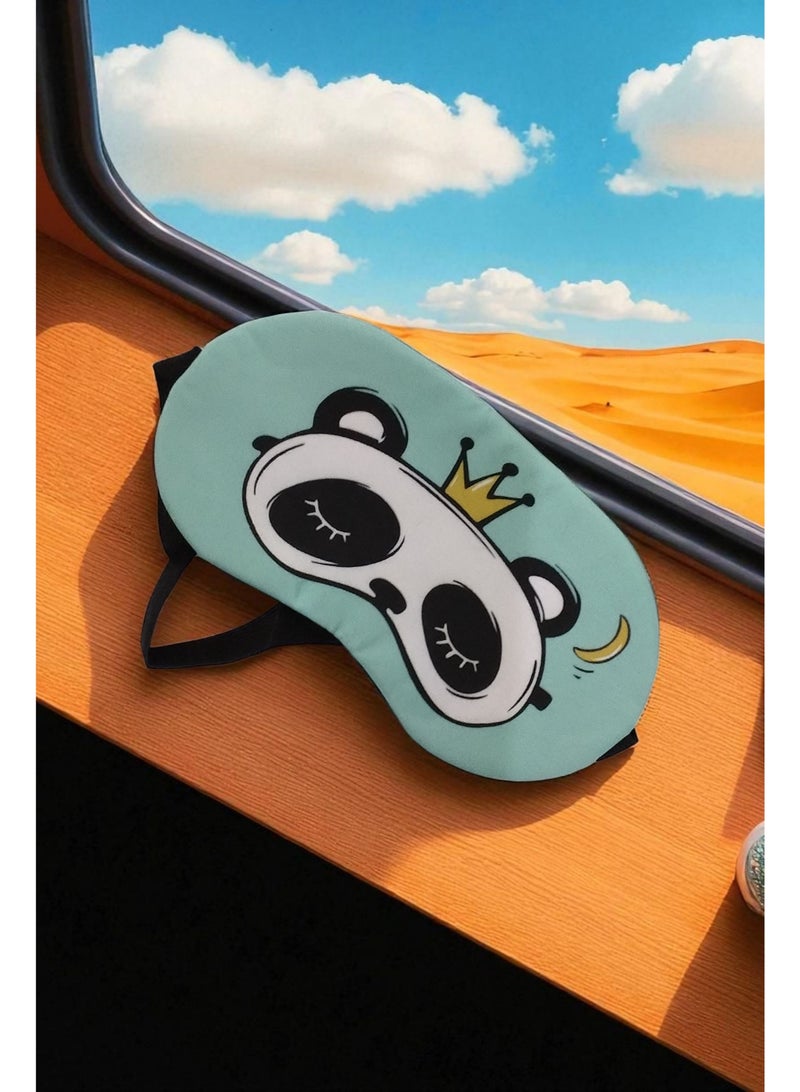 Generic 2 pieces of sleeping eye masks or other name sleeping glasses, soft and padded, made of polyester, pink and light green color, printed with a cute drawing and elastic strap. It is a special eye mask for sleeping or napping in the middle of the day. Suitable for use while traveling on a plane, car, or ship, or when relaxing or napping on the beach in the sun, or during a daytime nap on the living room sofa in a bright place. You can also gift it to your loved ones. - Image 2