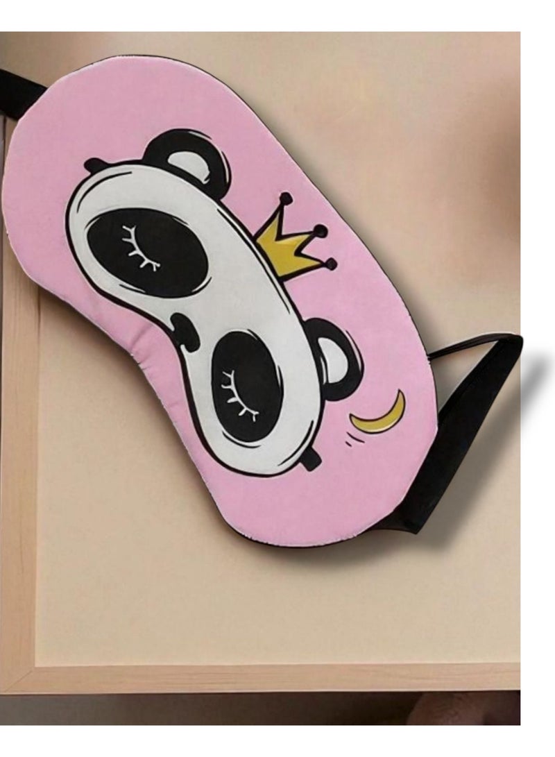 Generic 2 pieces of sleeping eye masks or other name sleeping glasses, soft and padded, made of polyester, pink and light green color, printed with a cute drawing and elastic strap. It is a special eye mask for sleeping or napping in the middle of the day. Suitable for use while traveling on a plane, car, or ship, or when relaxing or napping on the beach in the sun, or during a daytime nap on the living room sofa in a bright place. You can also gift it to your loved ones. - Image 3