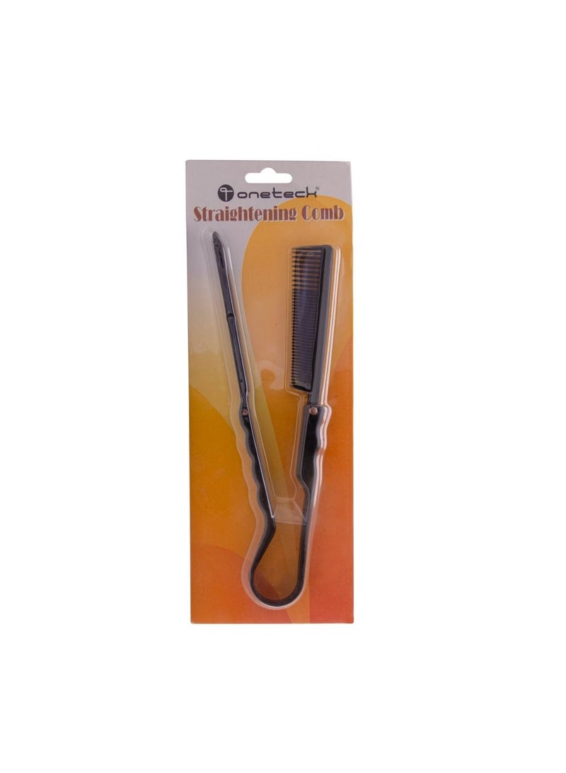Onetech Carbon Clip Straightening Hair Comb – Heat-Resistant Comb for Effortless Hair Straightening & Styling - Image 1