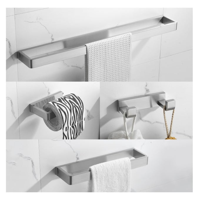 4PIECE BATHROOM HARDWARE SET BRUSHED NICKEL TOWEL BAR SET PREMIUM STAINLESS STEEL BATH TOWEL HOLDER SETS TOWEL RACKS WALL MOUNTED
