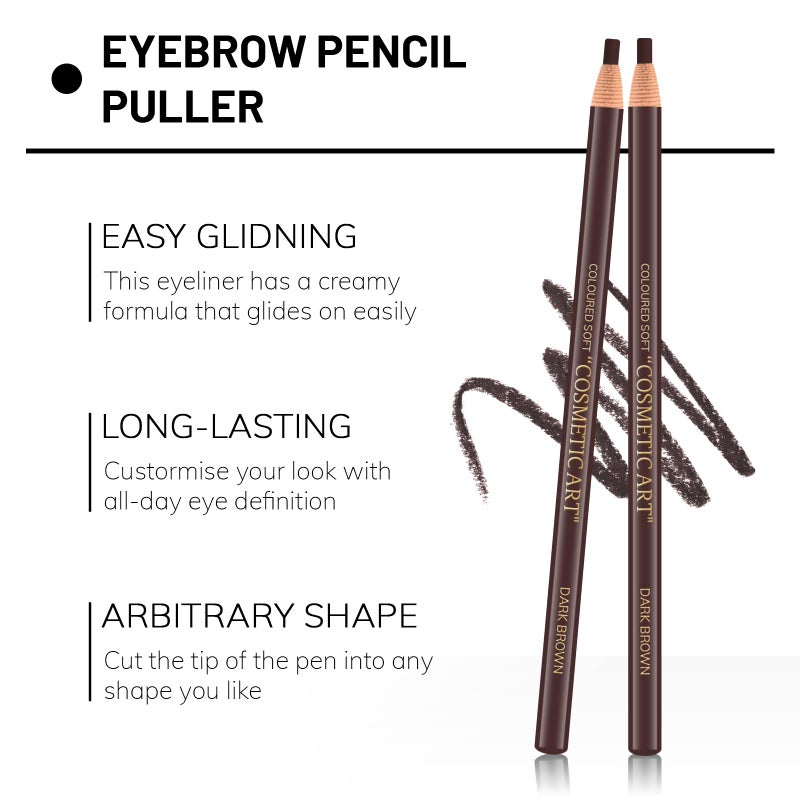 Ownest 6 Pcs Pull Cord Peel-off Eyebrow Pencil Tattoo Makeup and Microblading Supplies Set for Marking, Filling and Outlining, Waterproof and Durable Permanent Eyebrow Liner -Dark Brown - Image 3