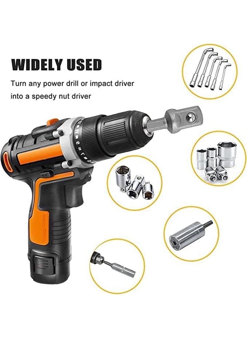 uptodateproducts - Uptodateproducts 3Piece Power Hand Tools Driver Extension Socket Adapter Sets 14Inch Hex Shank to Drive 14 38 12 for Drill CRV Quick Change Nut Driver Socke Bit Set Adapters - Image 1