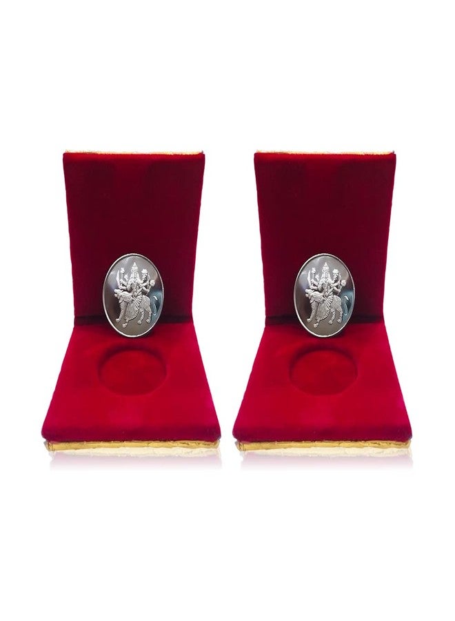 NINE10 German Silver Coins 10 Grams Silver Plated of Sherawali MATA for Diwali Gift Items for Men, Women, Staff, Customer, Clients, Corporate with Velvet Gift Box (Pack of 2) - Image 1