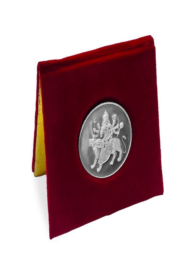 NINE10 German Silver Coins 10 Grams Silver Plated of Sherawali MATA for Diwali Gift Items for Men, Women, Staff, Customer, Clients, Corporate with Velvet Gift Box (Pack of 2) - Image 3