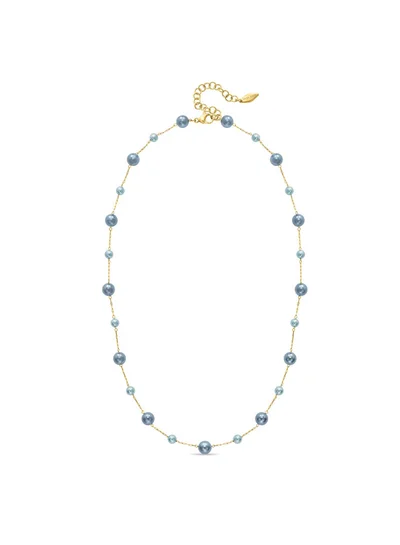 بوليس Opaline Gold-Plated Chain Necklace for Women with Greyish Pearls