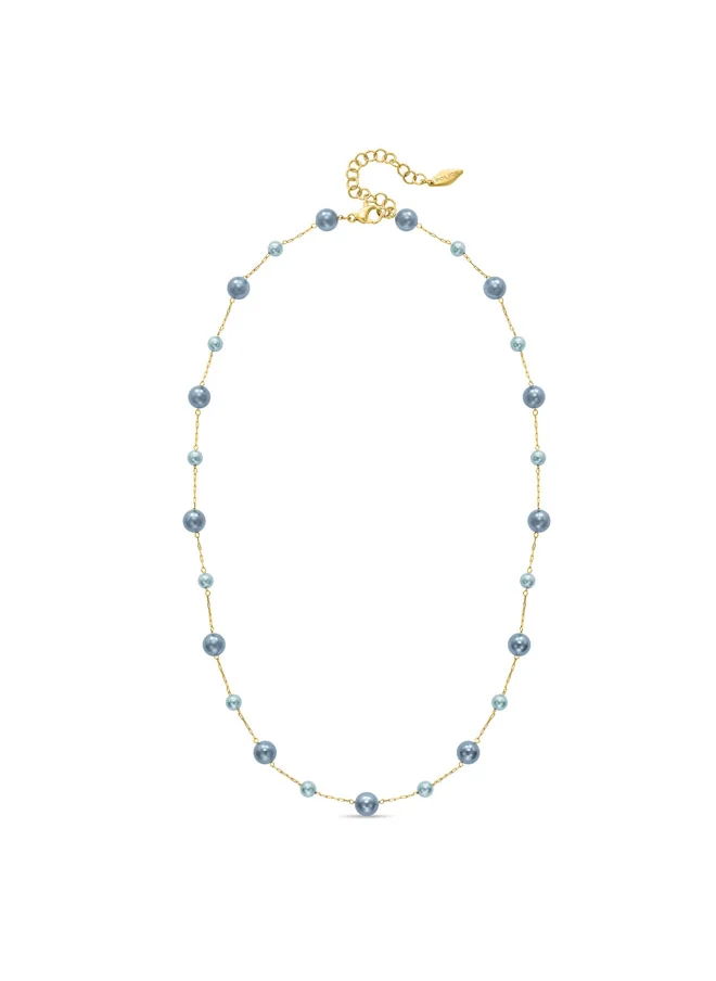 POLICE POLICE Opaline Gold-Plated Necklace - Lustrous Grey Pearls for Timeless Elegance