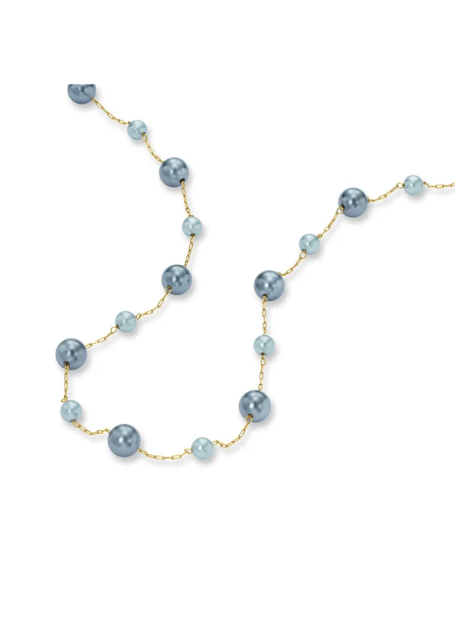 بوليس POLICE Opaline Gold-Plated Necklace - Lustrous Grey Pearls for Timeless Elegance