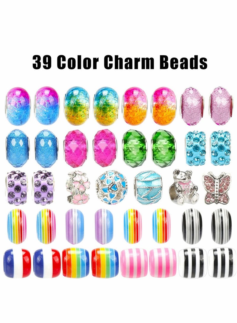Excefore 130 Pieces Charm Bracelet Making Kit Including Jewelry Beads Snake Chains, DIY Craft for Girls, Jewelry Gift Set for Arts and Crafts for Kids Ages 8-12 - Image 2