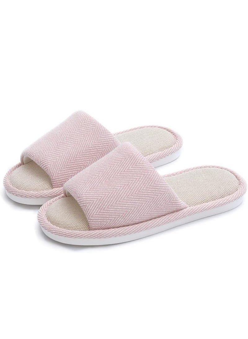 RATSAW Fabric Slippers Indoor and Outdoor Slippers Non Slip Four Seasons Soft Bottom Slippers Couple Slippers Men and Women Slippers Pink - Image 1