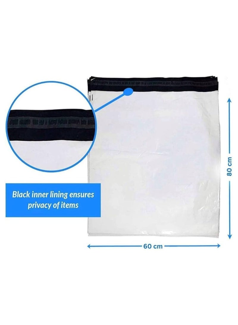 MARKQ [300 حزمة] أكياس بولي بيضاء [60x80 سم] أظرف شحن ذاتية اللصق للتغليف والتوصيل، مثالية لإرسال الطرود والملابس - Image 3