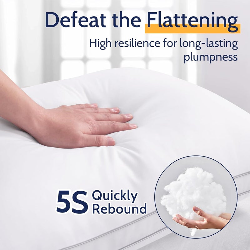 ROUMEA Pillows King Size Set of 2, Gusseted Bed Pillows for Sleeping 2 Pack, Luxury Hotel Quality, Supportive King Pillow with Soft Down Alternative for Back Stomach Side Sleepers,Machine Washable - Image 5