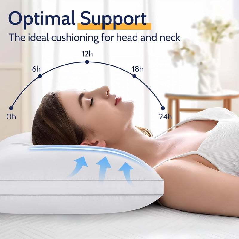 ROUMEA Pillows King Size Set of 2, Gusseted Bed Pillows for Sleeping 2 Pack, Luxury Hotel Quality, Supportive King Pillow with Soft Down Alternative for Back Stomach Side Sleepers,Machine Washable - Image 3