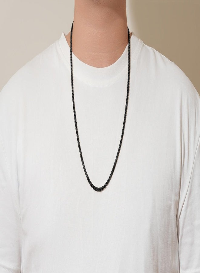 FOSIR Black Stainless Steel Wheat Chain Necklace for Men and Women, 2.5mm/3mm/4mm/5mm Mens Chains, 18-30 Inches, 20.0 Inches long, Stainless Steel, No Gemstone - Image 5