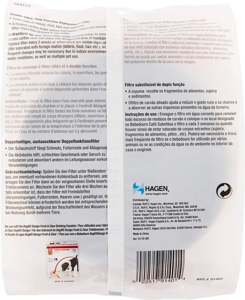 Dogit Replacement Drinking Water Fountain Filters, 3-Pack – Replacement Filters for Dogit Fresh & Clear Drinking Water Fountain and ZEUS H2EAU Elevated Dog and Cat Drinking Water Fountain - Image 2