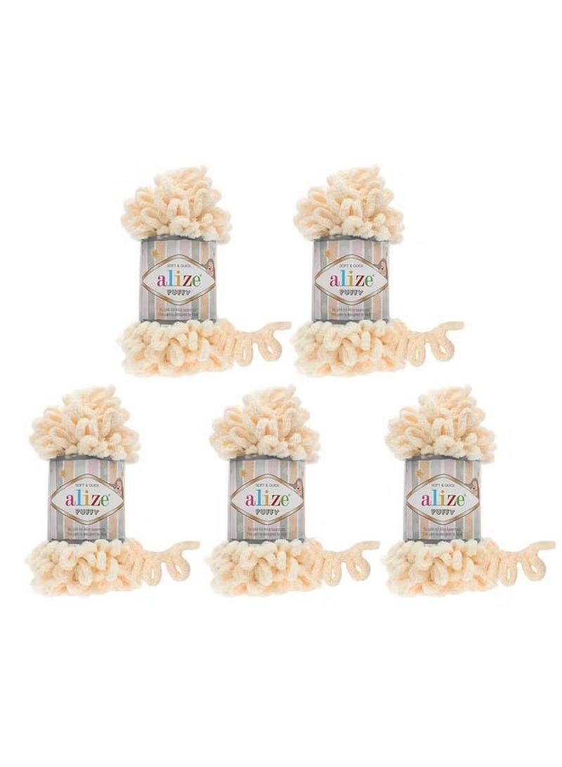 5 Pcs Alize Puffy 742 Micropolyester Hand Knitting Yarn For Blanket