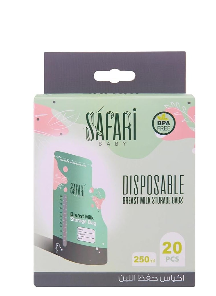 safari baby - Safari Breastmilk sterilized Storage bags 20 pcs 250ml - Image 1