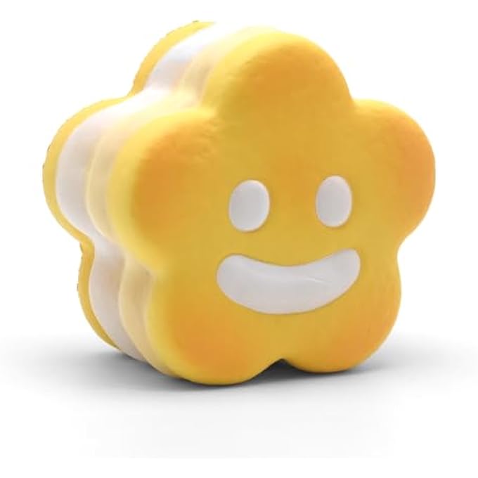 Kiibru Smile Biscuit Squishy Jumbo Scented Flower Biscuit Squishies Toys Slow Rising Streerelief Gift (Yellow) - Image 1