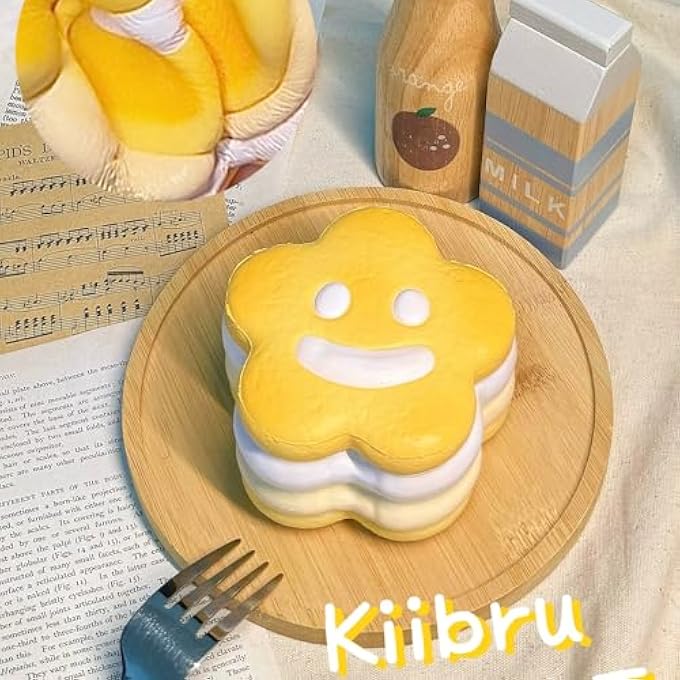 Kiibru Smile Biscuit Squishy Jumbo Scented Flower Biscuit Squishies Toys Slow Rising Streerelief Gift (Yellow) - Image 5