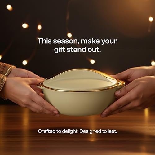 Pinnacle Picasso Luxe Insulated Casserole Golden Edition with Stainless Steel Interior |Hot Pot Keeps Food Hot & Cold for Hours | Hot Box for Kitchen | Gift Casseroles with Lid (Luxe Pistachio, 2000 ml) - Image 5