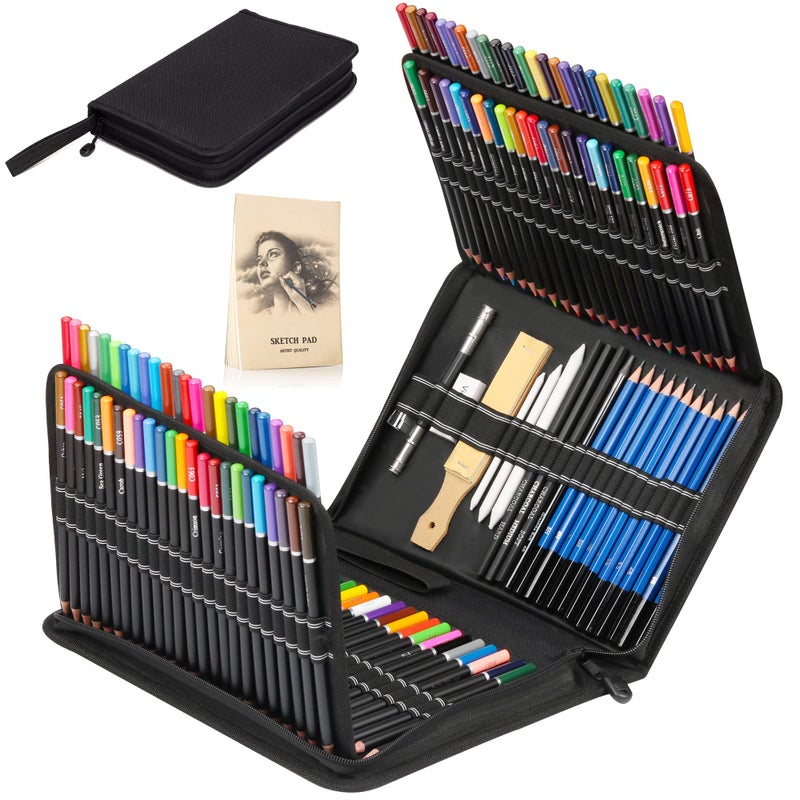 KALOUR Premium 144 Drawing Pencil Set,including 120 Colored Pencils and 24 Sketch Kit,Art Pencil Kit in Zippered Travel Case, for Drawing,Sketching and Coloring,Ideal for Beginner,Artists and Adults - Image 1