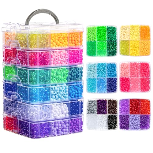 Umikk 7000PCS Pony Beads Bulk, 36 Assorted Colors 6x9mm Kandi Beads Bulk for Bracelets Jewelry Making Hair Braiding Craft Gifts (4LB - Image 1