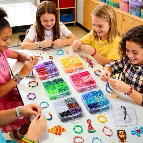 Umikk 7000PCS Pony Beads Bulk, 36 Assorted Colors 6x9mm Kandi Beads Bulk for Bracelets Jewelry Making Hair Braiding Craft Gifts (4LB - Image 2