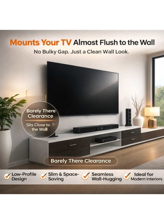 بيتيك حامل تلفاز ثابت لشاشات التلفاز المسطحة من 55 إلى 120 بوصة بقدرة تحمل تصل إلى 150 كجم / 330 رطل، ومعايير VESA ما يصل إلى 1100x600، تصميم ضخم وقوي، أسود - TF-100F - Image 4