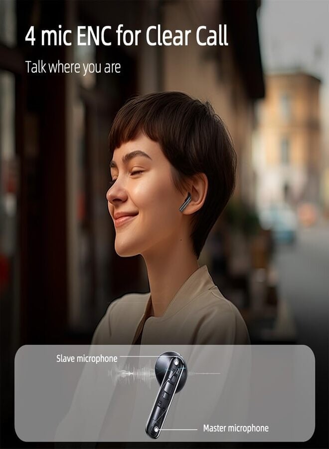 كيو سي واي سماعات أذن لاسلكية T32 AilyBuds واضحة، سماعة بلوتوث 5.3، محركات 13 مم، زمن استجابة منخفض للألعاب، تصميم خفيف الوزن داخل الأذن، شحن سريع و22.5 ساعة من عمر البطارية - Image 5