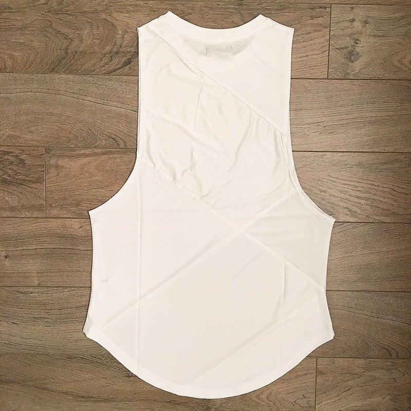 Mens Sleeveless Muscle Fit Sports Vest White  - Image 1