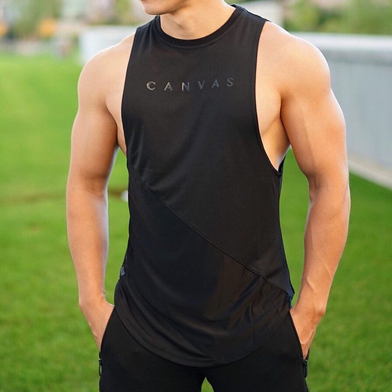 Mens Sleeveless Muscle Fit Sports Vest White  - Image 5