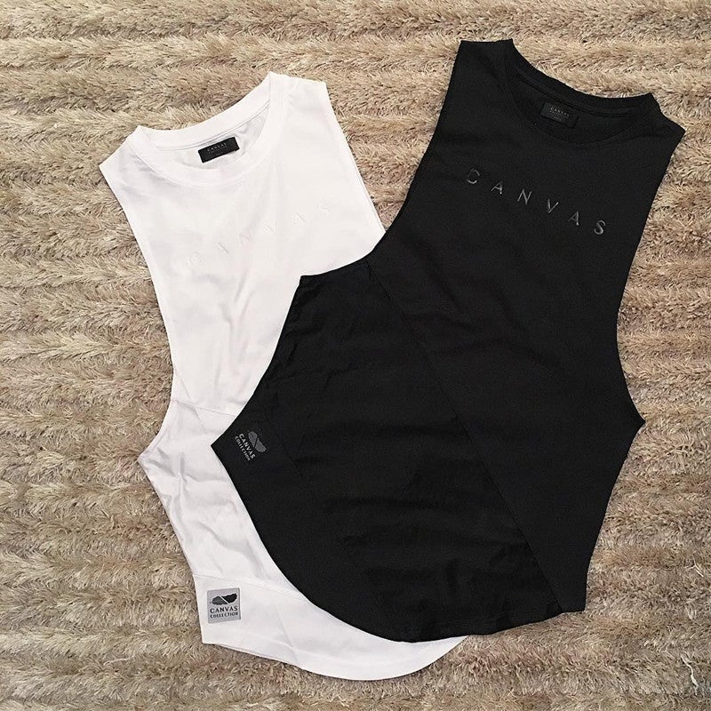 Mens Sleeveless Muscle Fit Sports Vest White  - Image 2