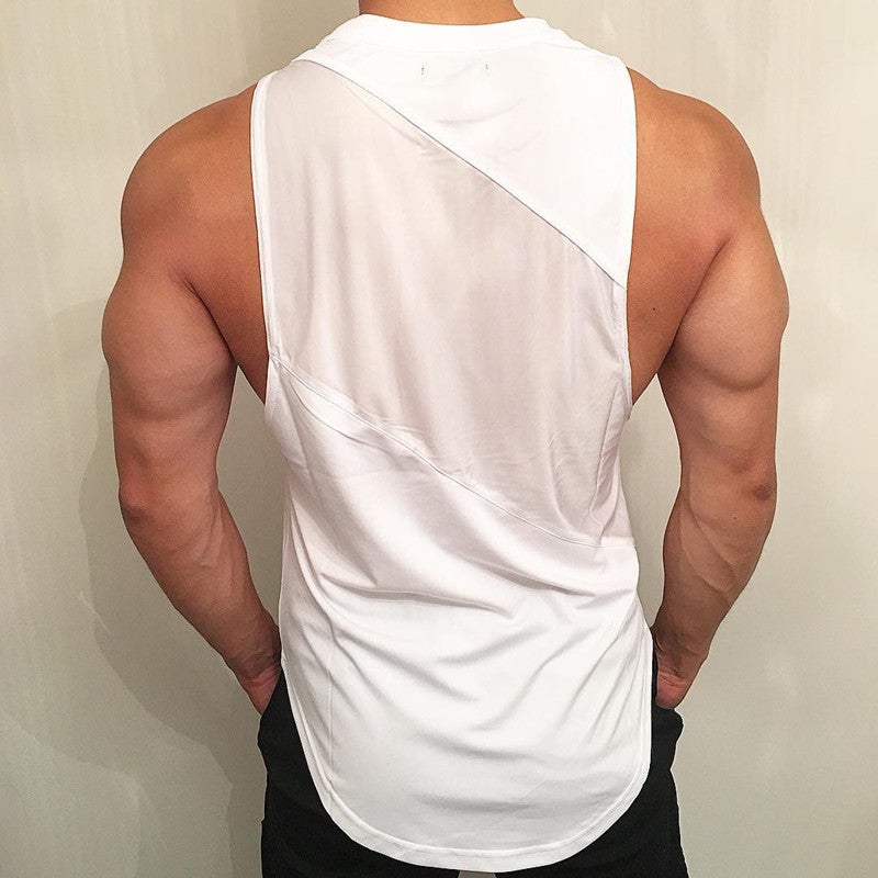Mens Sleeveless Muscle Fit Sports Vest White  - Image 4