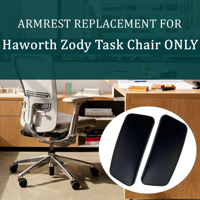 HYEJDRV Chair Armrest Replacement, Arm Pad Caps Replacement for Haworth Zody Office Chair 1 Pair (Black) - Image 2