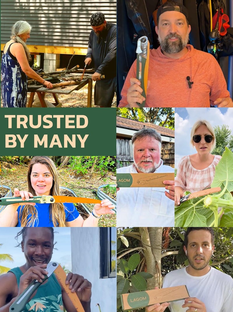 LAGOM Folding Camp Saw for Cutting Branches, 11.4" Straight Blade | SK5 Steel, Ergonomic Handle, One-Hand Use, Secure Lock | Foldable Pruning Tool for Camping, Gardening, Survival, Kayaking, Outdoors - Image 2