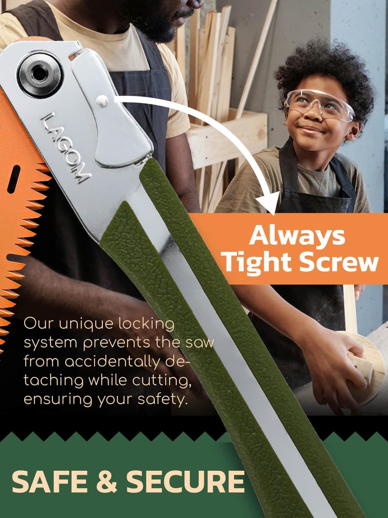 LAGOM Folding Camp Saw for Cutting Branches, 11.4" Straight Blade | SK5 Steel, Ergonomic Handle, One-Hand Use, Secure Lock | Foldable Pruning Tool for Camping, Gardening, Survival, Kayaking, Outdoors - Image 4