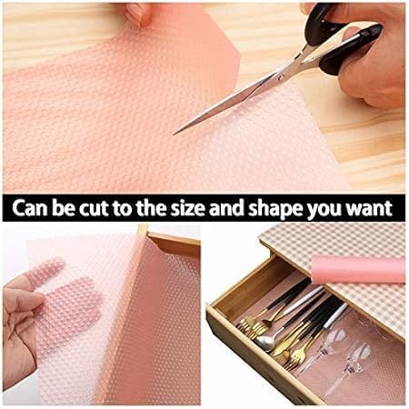 Jecrina PVC RolWashable Refrigerator MatPVC Plastic Shelf Mats LinersAntifouling Refrigerator Pads for CupboardCabinet DrawerPink - Image 4