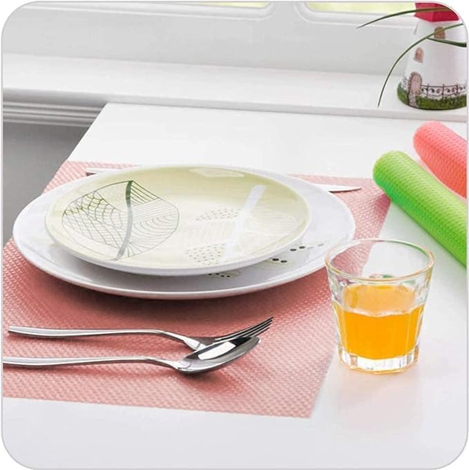 Jecrina PVC RolWashable Refrigerator MatPVC Plastic Shelf Mats LinersAntifouling Refrigerator Pads for CupboardCabinet DrawerPink - Image 3