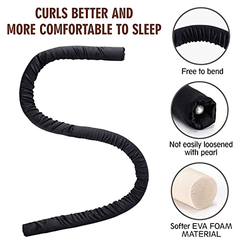 SHOPOGENIX Hair Curlers Rollers For Long Heatless Curling Rod Headband Jumbo Large Big No Heat Black Velvet Hair Roller You Can Sleep In Soft Foam Curling Rods Hair Rollers Overnight for Women. - Image 3