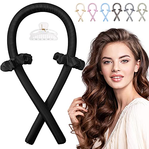 SHOPOGENIX Hair Curlers Rollers For Long Heatless Curling Rod Headband Jumbo Large Big No Heat Black Velvet Hair Roller You Can Sleep In Soft Foam Curling Rods Hair Rollers Overnight for Women. - Image 1