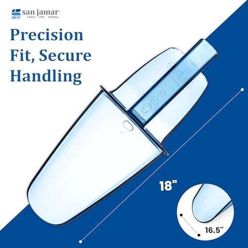 San Jamar Ergonomic Ice Scoop with Shield and Tapered Chute - Easy to Clean, 20-24 Ounce,Blue - Image 3