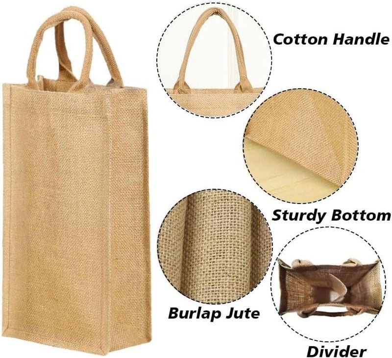 SHIBUI Eco-Friendly Jute Water Bottle Carry Bag: Dual Compartment Design, Reusable and Sustainable. Suitable for Gifting Purpose. - Image 2