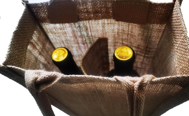 SHIBUI Eco-Friendly Jute Water Bottle Carry Bag: Dual Compartment Design, Reusable and Sustainable. Suitable for Gifting Purpose. - Image 3