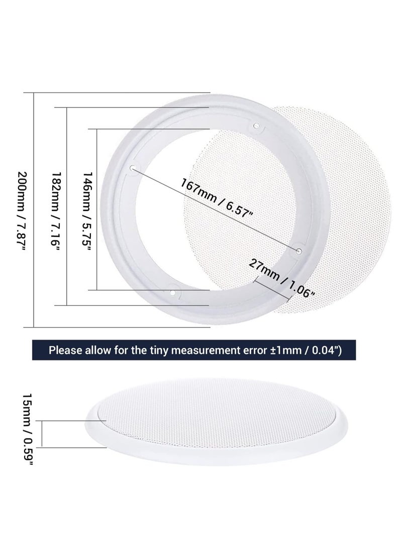 6.5in Ceiling Speaker Grille Covers, White Round Commercial Ceiling Speaker Grill for 6.5 Inch Speaker, Speaker Decorative Ring DIY Speaker Accessory Part with 8 Mouting Screws (2PCS) - Image 4