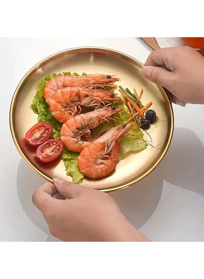 8 Piece Golden Stainless Steel Dinnerware Set 4 Plates 4 Bowls - Image 2