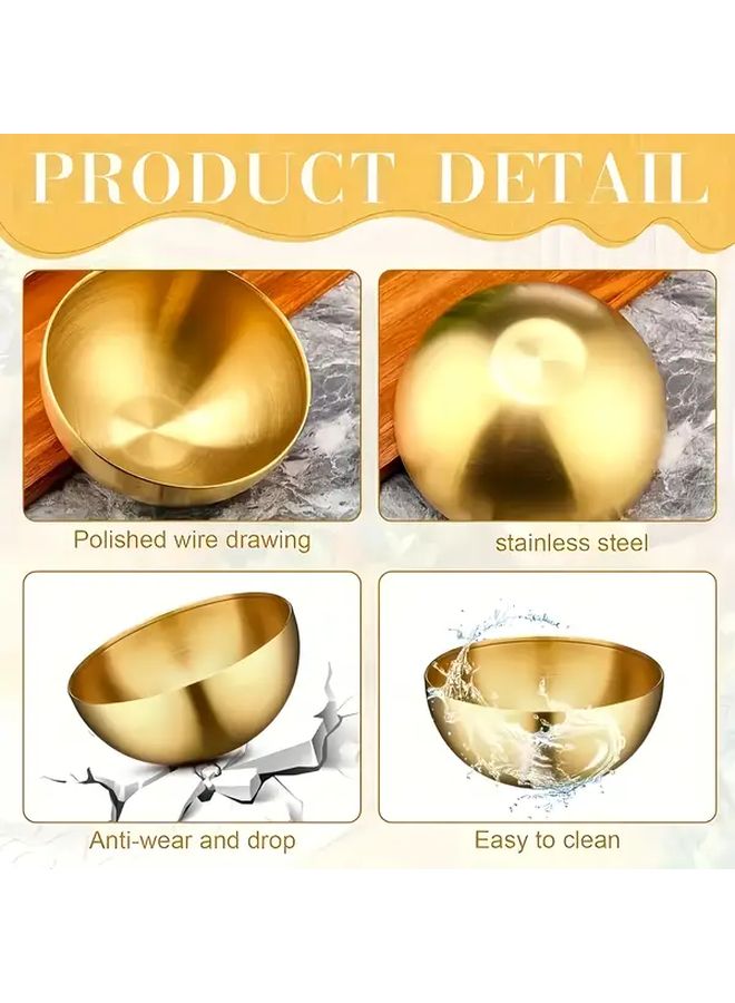 8 Piece Golden Stainless Steel Dinnerware Set 4 Plates 4 Bowls - Image 4