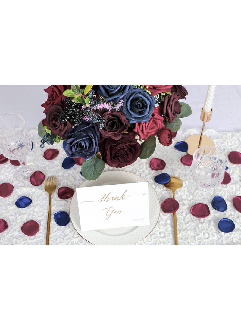 Forwedo Forwedo Artificial Wedding Flowers Combo for Wedding Bouquets Centerpieces Flower Arrangements Decorations  DIY Wedding Flowers (Burgundy & Navy)  - Image 3