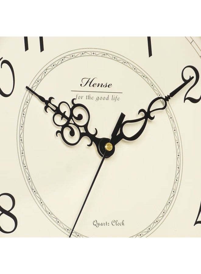 Hense Creative Solid Wood Wall Clock, Living Room Clock, Modern Minimalist Wall Clock, Home Wall-mounted Quartz Clock, Hw18, Brown, 38cm - Image 5