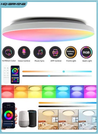 30cm 24W Smart Ceiling Light, RGB Wifi Ceiling Light, Compatible with Alexa Google Home, LED Flush Mount Lights with Remote and APP Control, Color Changing Ceiling Lamp for Bedroom Kitchen - pzsku/Z9DB1C5E611467E73B8D9Z/45/_/1720161274/f93abc7d-6e06-48e8-b739-3d49ec48d13c