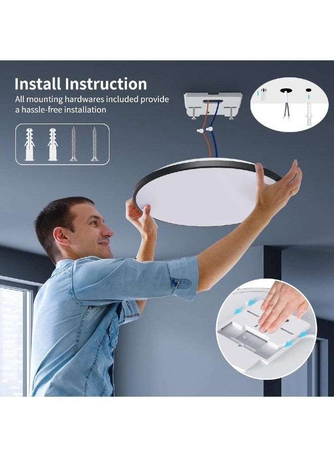 HQ-GAMING - 30cm 24W Smart Ceiling Light, RGB Wifi Ceiling Light, Compatible with Alexa Google Home, LED Flush Mount Lights with Remote and APP Control, Color Changing Ceiling Lamp for Bedroom Kitchen - Image 1