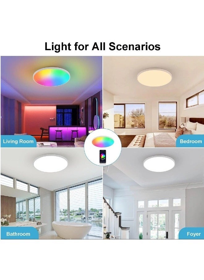 مصباح سقف ذكي بقدرة 30 سم 24 واط، مصباح سقف RGB Wifi ذكي، متوافق مع Alexa Google Home، مصابيح LED مثبتة على السقف مع ريموت وتحكم بالتطبيق، مصباح سقف متغير اللون لغرفة النوم المطبخ - pzsku/Z9DB1C5E611467E73B8D9Z/45/_/1720161508/711c99f5-8d95-4ca7-949d-0e124596288b